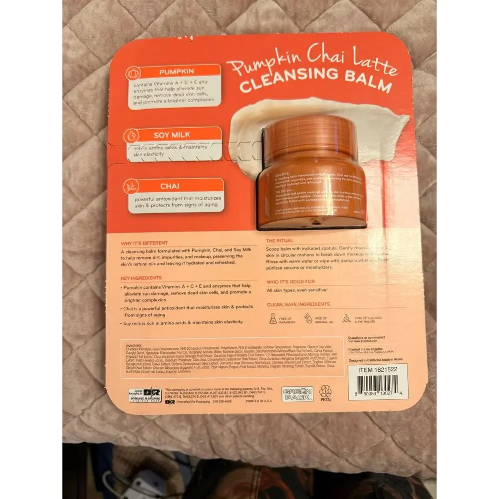 Purlisse Pumpkin Chai Latte Cleansing Balm 3.4 oz + Bonus 0,4oz FREE GIFT